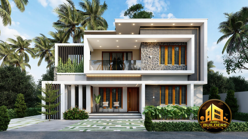 Mr. MUHAMMED SALEEM. North Paravoor,  ERNAKULAM. 2103sqft. MODERN CONTEMPORARY VILLA.