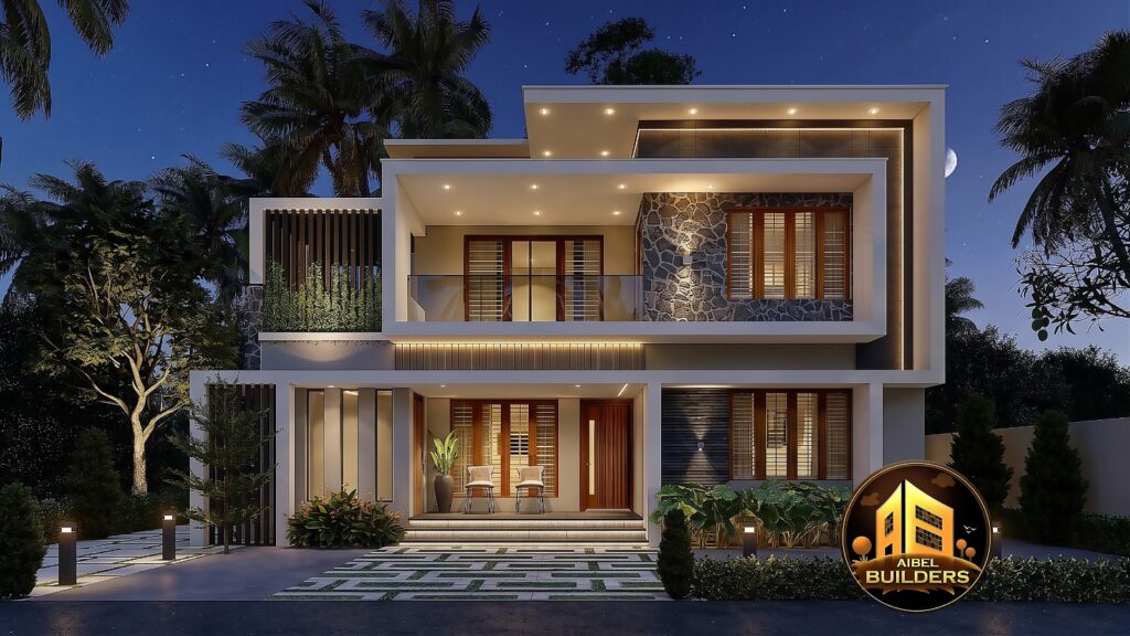 Mr. MUHAMMED SALEEM. North Paravoor,  ERNAKULAM. 2103sqft. MODERN CONTEMPORARY VILLA.